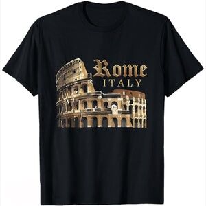 Rome Italy Colosseum Graphic T-Shirt Black - Unisex Large